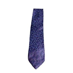 Ermenegildo Zegna 100% Silk Tie Purple Blue Printed Paisley Necktie Office Work